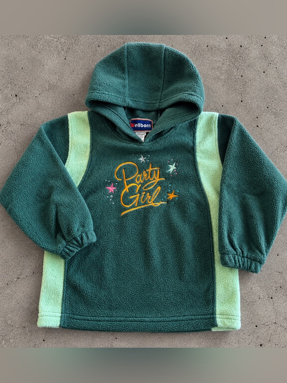 Vintage Y2K Wellborn “Party Girl” Fleece Hoodie – Size 6 – 90s/00s